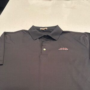 Peter Millar summer comfort men’s golf polo size XL, Black,  dessert mountain.